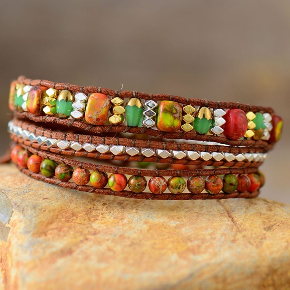 Boho Natural Stone Woven Bracelet